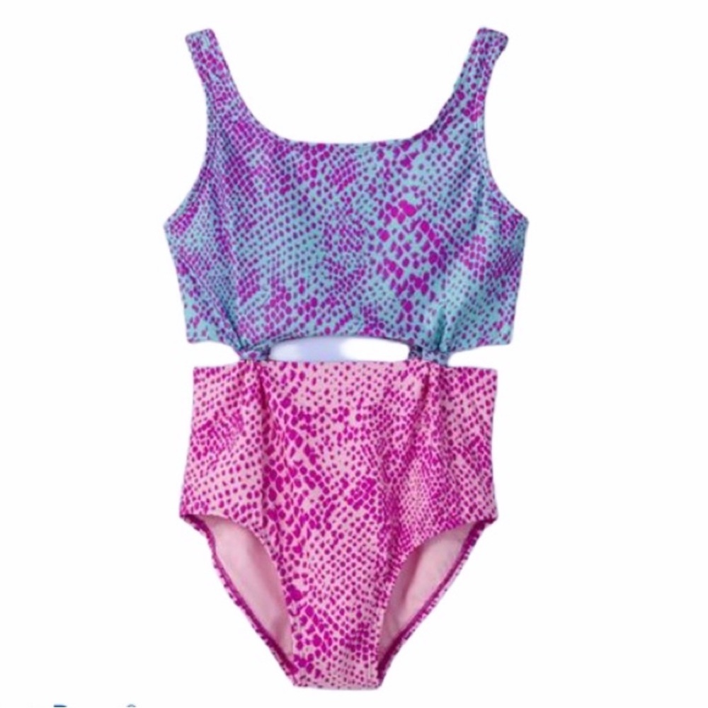 More Than Magic Snake Print One Piece Knotted Keyhole Cut Out Monokini. Size 7/8